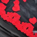 Sexy Heart Print Lace Cutout Three-Piece Lingerie Set