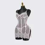 Sheer Pink Lace Chemise Slip Dress