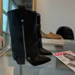 Black Leather Zipper Boots