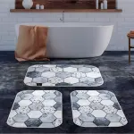 Cubes Digital Bathroom Set Non Slip 3Pieces