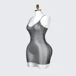 Transparent Mesh Set Black Tassel Chemise