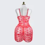 Plus Size See-Through Mesh Heart Lace Dress Lingerie Set