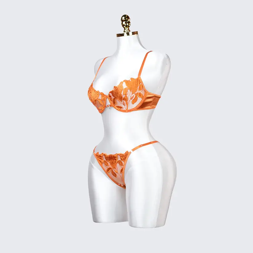 Floral Embroidery Lace Lingerie Set