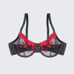 Sexy Heart Print Lace Cutout Three-Piece Lingerie Set