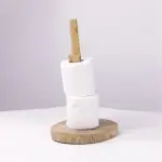 Natural Wooden Paper Towel Stand – Unique Rustic Kitchen Stand