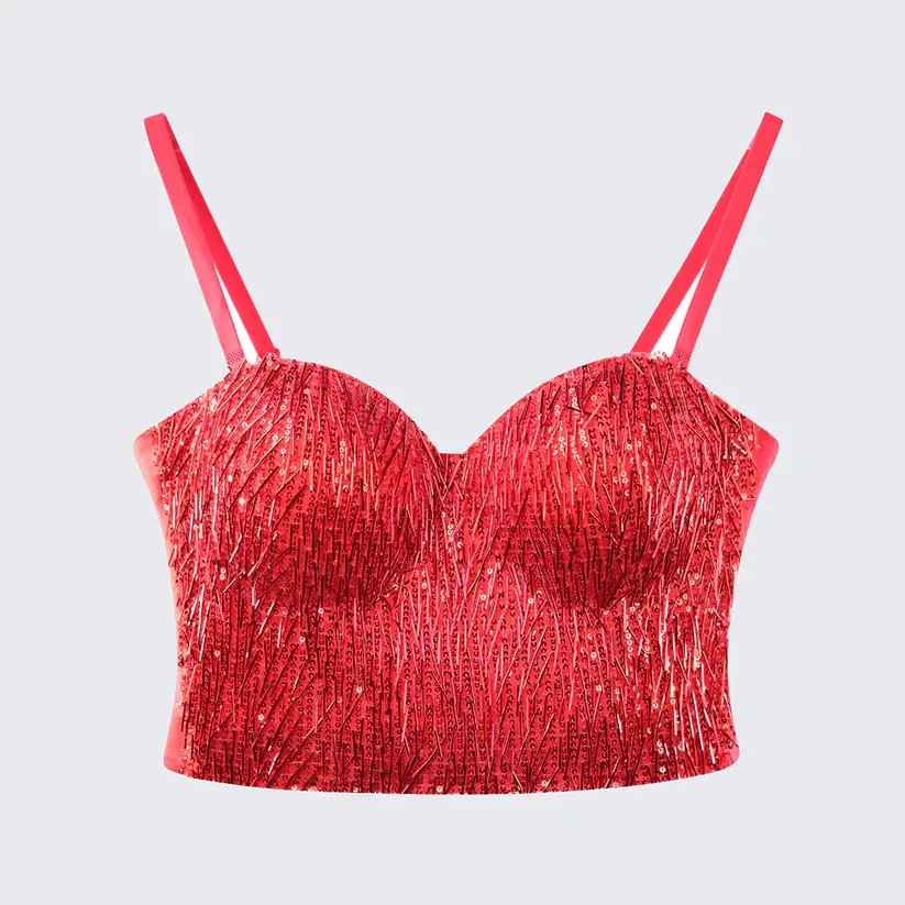 Glint Sequin & Bead-Embellished Camisole Corset Top
