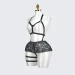 Plus Size Cutout Cupless Lingerie Skirt Set