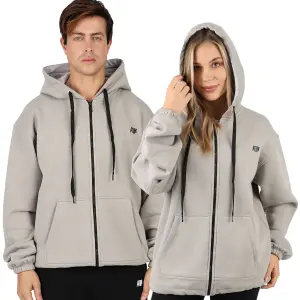 Unisex Essential Zip L.Gray Hoodie