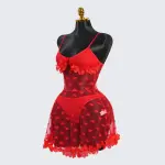 Red See-Through Ruffled Dress