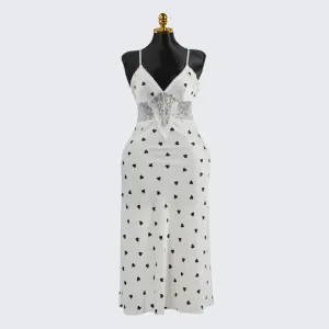 Satin Heart Printed Nightgown