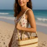 Handwoven Beach Tote Bag – Natural Straw BA-18