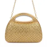 Crystal-Embellished Evening Clutch with Polished Metal Handle VS-57