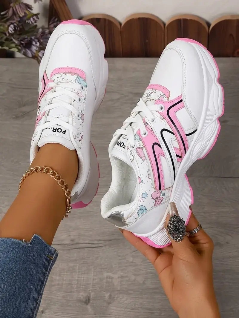 Casual Chunky Sneakers with Soft Graphics L-24