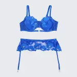 Plus Size Embroidered Sheer Bra Sexy Push Up Lingerie Set