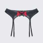 Sexy Heart Print Lace Cutout Three-Piece Lingerie Set