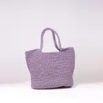 Handmade Scandinavian Tote Bag – Gloss Lilac Knitted Shopper with Long Handles
