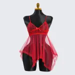 Full-body Lace See-through Top Thong Set