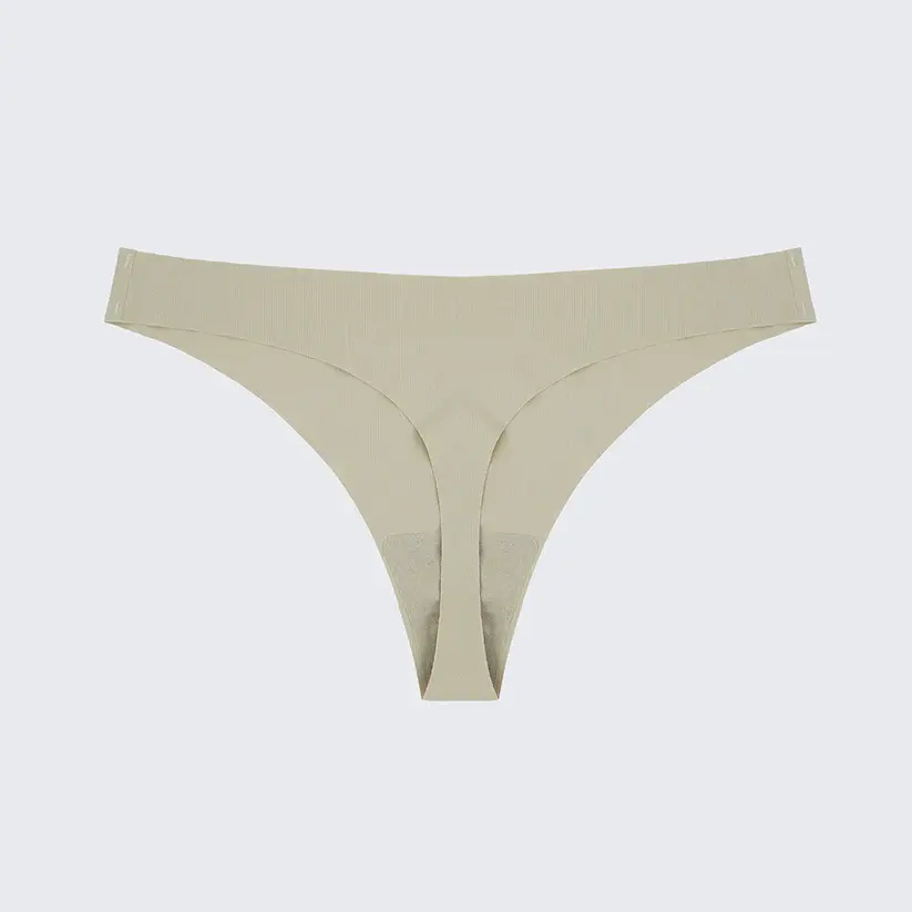 Seamless Ice Silk Low Rise Cotton Crotch Thong Panty
