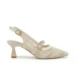 Lace Heeled Slingback Sandal C-118
