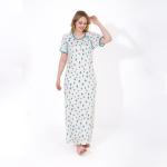 Elegant Cotton Printed Nightdress – Short Sleeve, Full Length