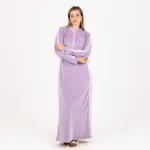 Long Velvet Abaya | Full Sleeves | Double White Side Lines – Elegant Sport Look