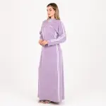 Long Velvet Abaya | Full Sleeves | Double White Side Lines – Elegant Sport Look