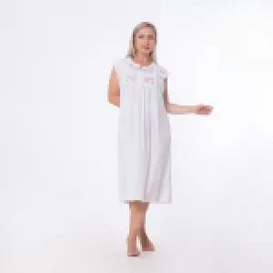 Cotton Embroidered Nightgown – Short Sleeves