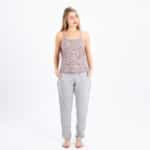 Soft Grey Paisley Cotton Pajama Set