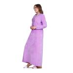 Mauve Velvet Cotton Abaya with White Embroidery – Winter Edition