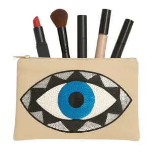 Sequin Eye Design Makeup Bag – Stylish Canvas Cosmetic Pouch for Travel & Daily Use