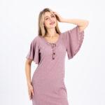 Serene Comfort Cotton Nightgown – Half Sleeves with Graceful Side Slit