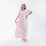 Embroidered cotton summer nightgown – long, wide sleeve design for comfort and ventilatio