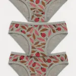 Girls’ Grey Cotton Hipster Underwear(Pack of 3)