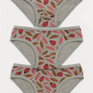 Girls’ Grey Cotton Hipster Underwear(Pack of 3)