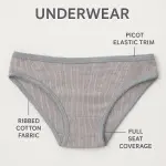 Kids’ Ribbed Cotton Bikini Underwear(Pack of 1)