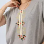 Embroidered Butterfly Sleeve Nightgown | Timeless Cotton Elegance