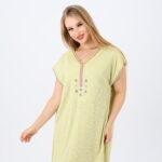 Women’s Cotton V-Neck Nightgown with Delicate Embroidery – Soft and Comfortable