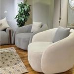 gray round sofa