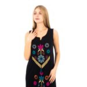 Embroidered Sleeveless Maxi Dress