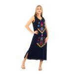 Embroidered Sleeveless Maxi Dress