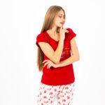 Radiant Red Floral Cotton Pajama Set