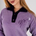 Women’s Soft Velvet Long Night Dress – Lavender Purple