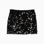 Black Sequin Mini Skirt