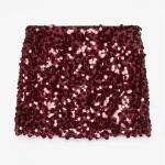 Burgundy Sequin Mini Skirt