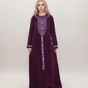 Winter Abaya – Elegant & Cozy with Chest and Sleeve Embroidery