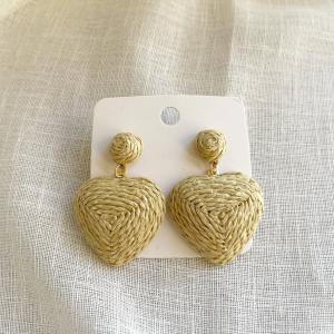 Beige Heart Earrings