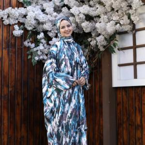 TURQUOISE STROKES PRINT CLASSIC SATIN ISDAL