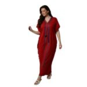 Dotted Red Embroidered Nightgown 812