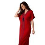 Dotted Red Embroidered Nightgown 812