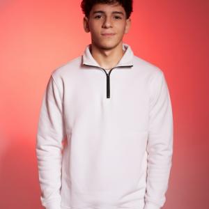 half-zip hoodie whit